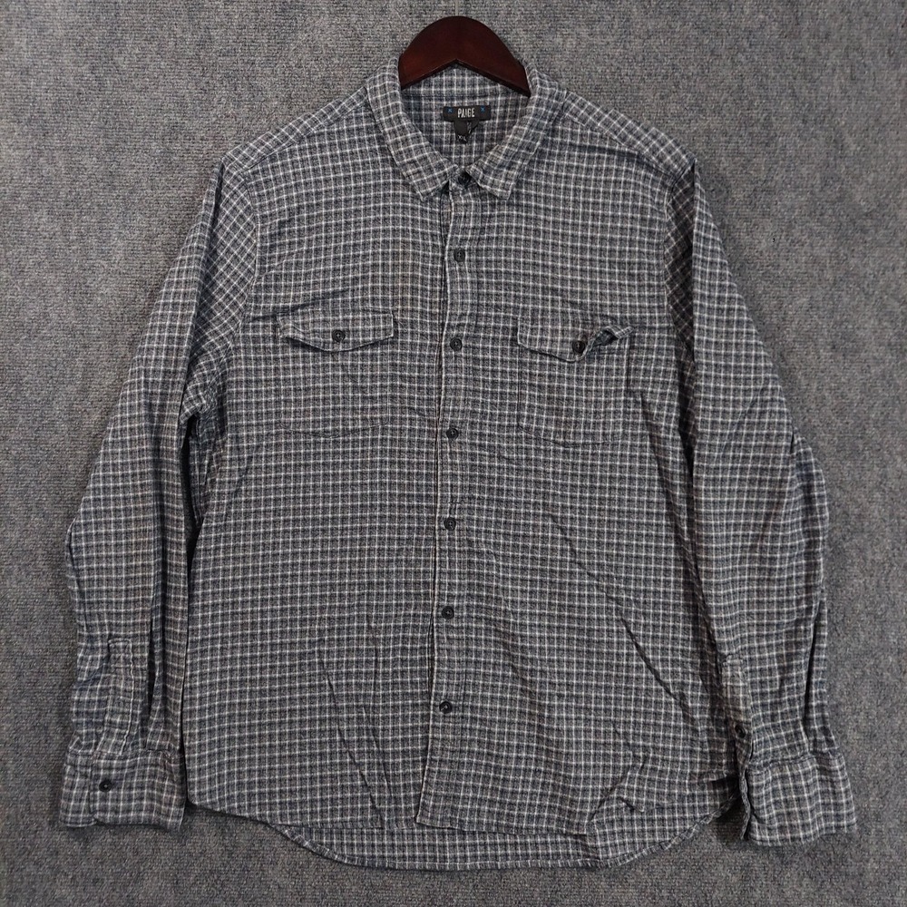 Paige Shirt Mens 2XL Blue Plaid Long Sleeve Button Up Flannel Cotton Rayon